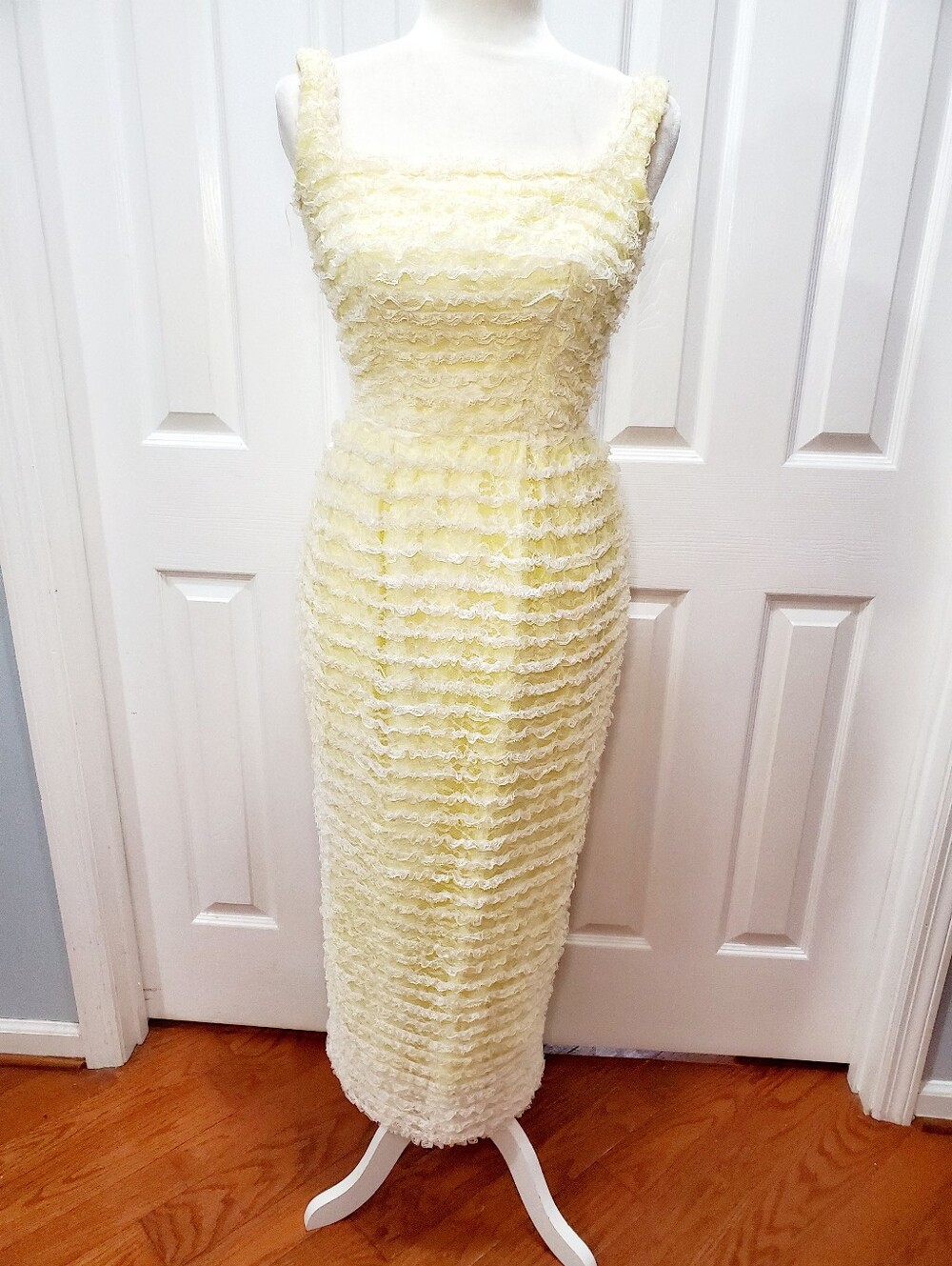 Vintage Yellow Lace Cottagecore Dress Romantic Prairie Coquette Bridgeton 1960's - Picture 7 of 12